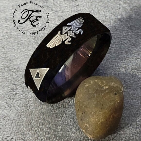 Men's Black Zelda Promise Ring or Wedding Ring - Picture 1 of 9